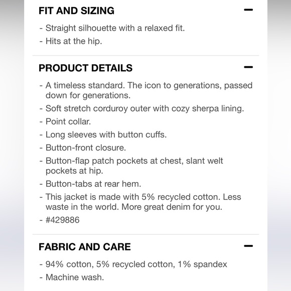 NWOT Gap Men’s Icon Corduroy Sherpa Jacket - Picture 5 of 7